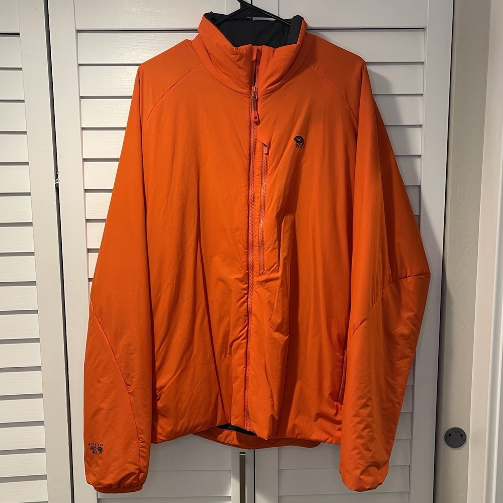 Mountain Hardwear Men's Insulated Jacket XXL Orange Full Zip Outdoor Hiking Ski